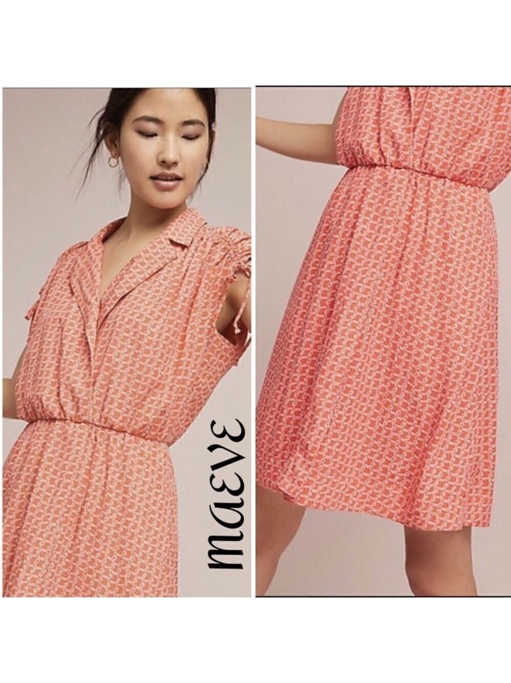 Anthropologie Maeve Carlotta Ruched Shirt Dress